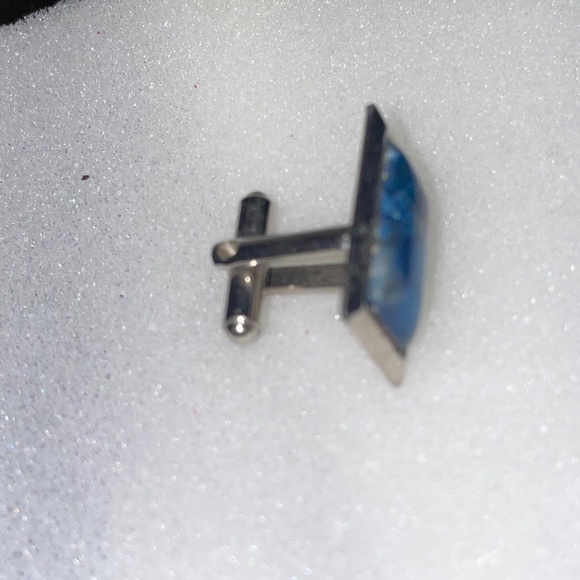 Replacement Lost SINGLE Vintage Cuff Link Blue Stone & Silver - Picture 10 of 12